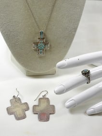 CROSS & RING STERLING JEWELRY LOT