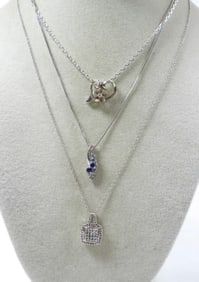 (3) PETITE STERLING NECKLACES