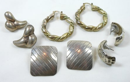 (4) SOUTHWEST STERLING EARRINGS