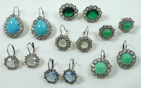 (7) PAIR FASHION STERLING EARRINGS
