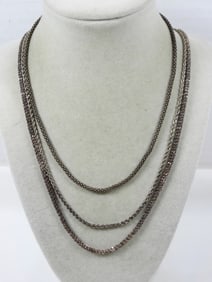 3 SPARKLE STERLING NECKLACE CHAINS LENGTH 16''-28'