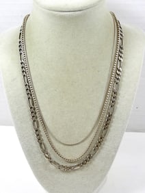 3 VARIETY STERLING NECKLACE CHAINS LENGTHS 18-20''