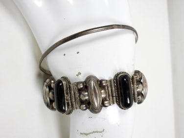 2 7.5" STERLING MEXICO STAMPED BRACELETS