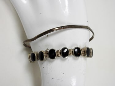 2 7.5" STERLING MEXICO STAMPED BRACELETS