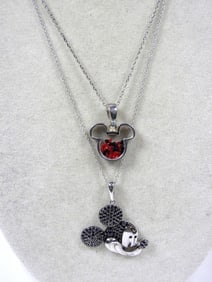 2 18'' STERLING MICKEY MOUSE STYLE NECKLASES