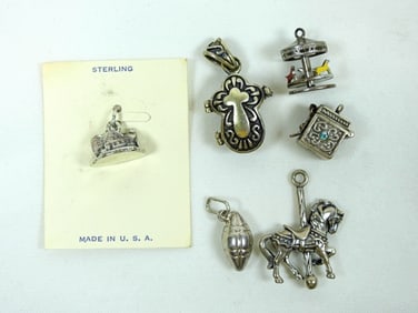 6 VARIETY STERLING PENDANTS PIECES