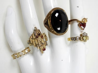 5 VARIETY GEM STONE STERLING RINGS SIZE 5-7.5