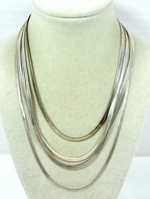 5 VARIETY FLAT STERLING CHAIN STYLE NECKLACES 16''