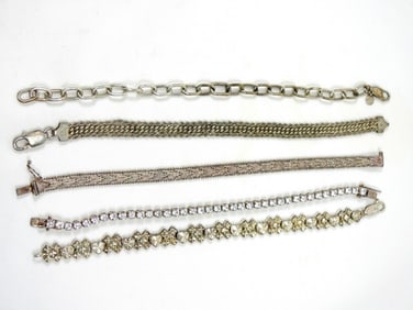 5 PIECE STERLING DECORED BRACELET STACK 7-7.5''
