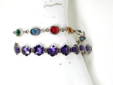 2 7'' STERLING MULTICOLOR GEM STONE BRACELETS