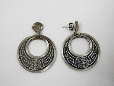 2 PIECE MEXICO STAMPED STERLING EARING SET