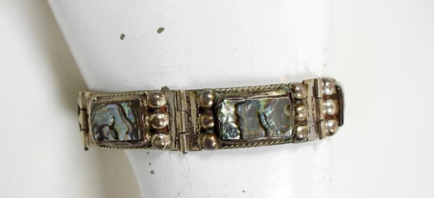 1 7.5'' MEXICO STAMPED GEM STONE BRACELET