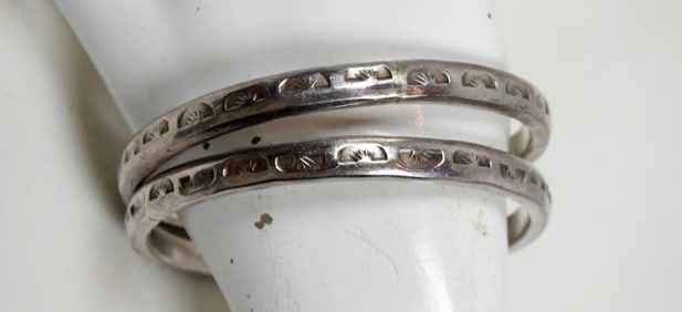 2 SLIDE ON STERLING BRACETLETS