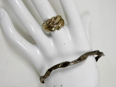 2 PIECE STERLING MEXICO STAMPED BRACELET/ RING