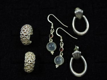 3 VARIETY STERLING EARRING SETS