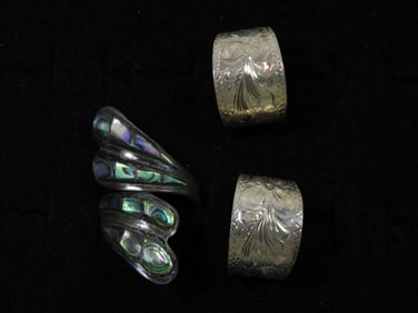 STERLING MEXICO STAMPED RING AND EARRING SET