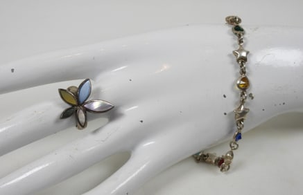 COLOR GEMSTONE 925 BRACELET & RING