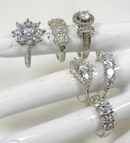 6 STERLING BRIDAL RINGS