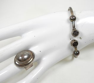 STERLING BRACELET AND RING LOT