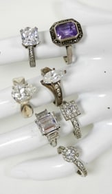 7 BRIDAL STERLING RINGS