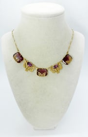 VTG ART DECO PURPLE GEMSTONE NECKLACE