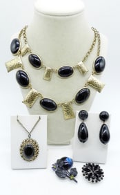 VTG BLACK COSTUME JEWELRY