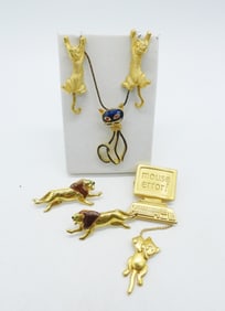 4-GOLD TONE CAT JEWELRY