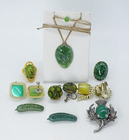 GREEN GEMSTONE COSTUME JEWELRY
