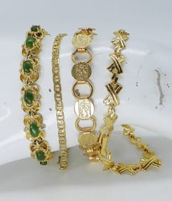 4 GOLD TONE FASHION BRACELETS