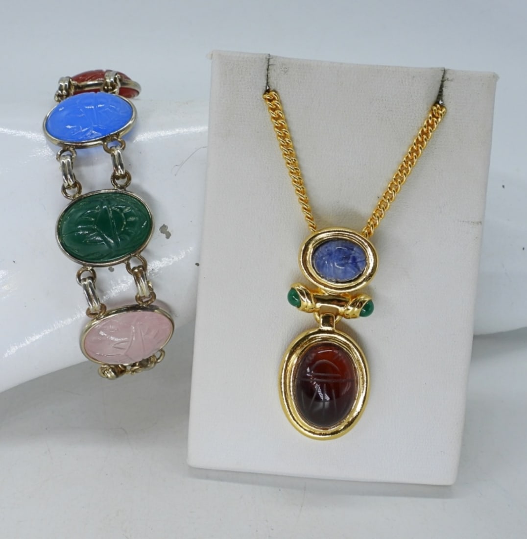 COLORFUL SCARAB NECKLACE & BRACELET (1 of 1)