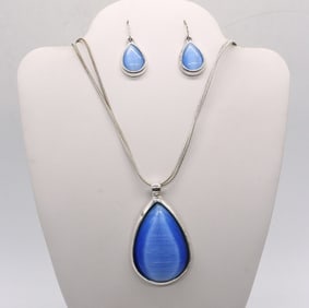 BLUE NECKLACE & EARRING SET