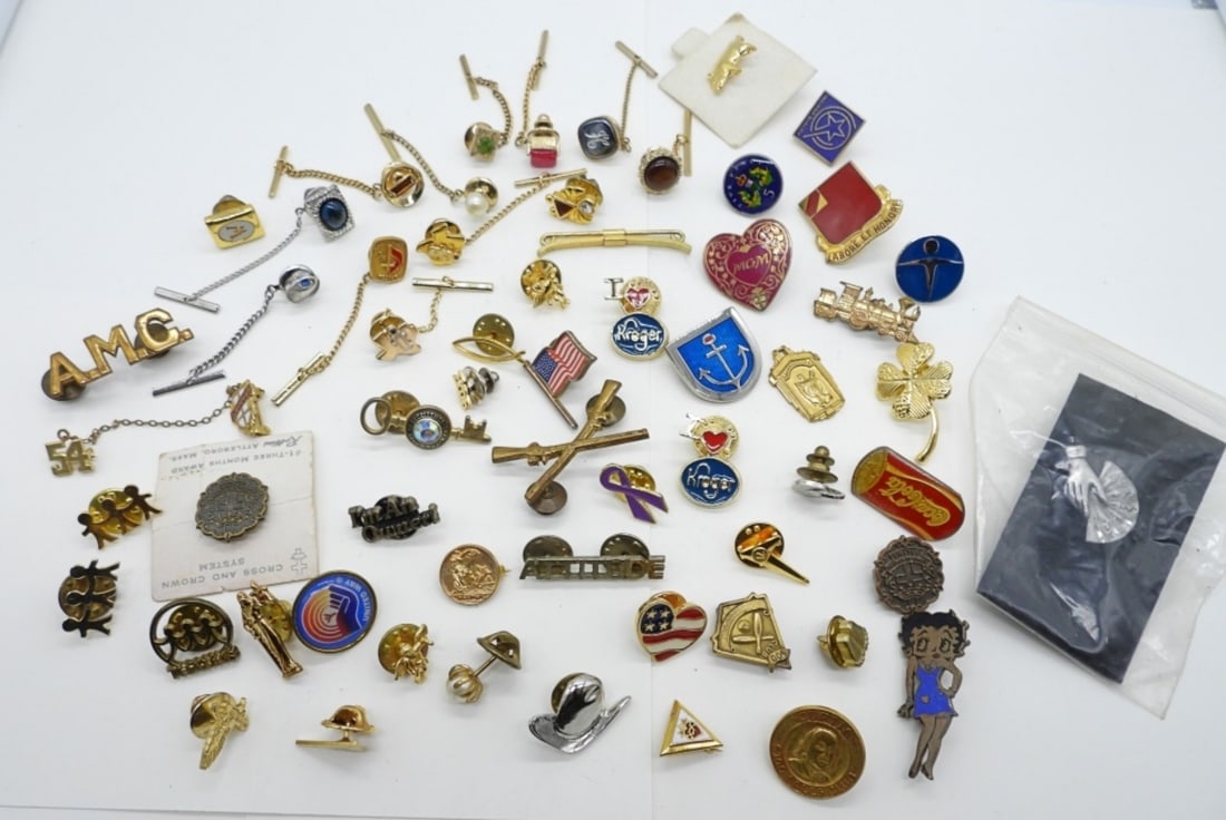(60) ALL STYLES VTG PINS & TIE ACCESSORIES (1 of 5)