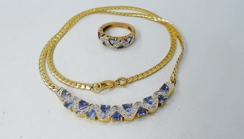 SIMULATED DIAMOND / TANZANITE SET