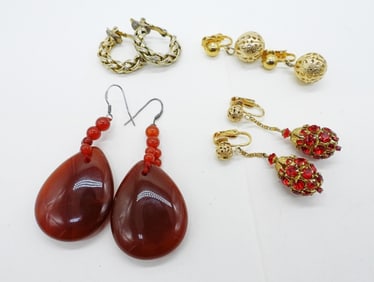 CARNELIAN & RHINESTONE EARRINGS