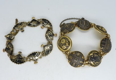 (2) DAMASCENE BRACELETS