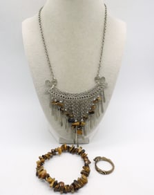 TIGERS EYE GEMSTONE NECKLACE & BRACELET
