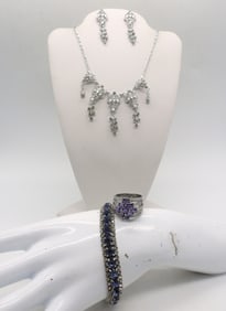 2 PRETTY GEMSTONE SETS - AMETHYST & MORE
