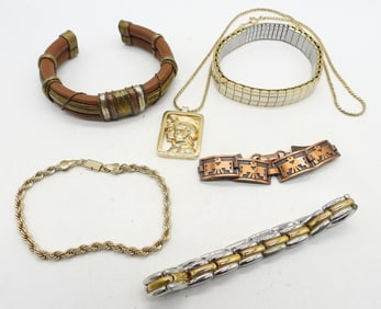 6 BRACELETS & ROMAN NECKLACE