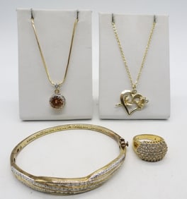 GEMSTONE JEWELRY IN GOLD TONES (4)