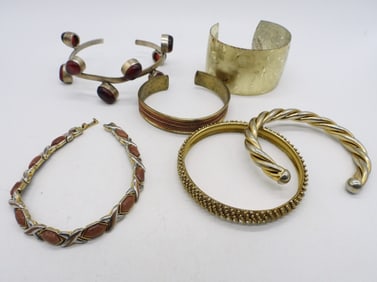 6 VTG BRACELETS GEMSTONE CUFF BANGLE