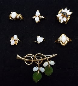 OPAL & JADE PIN, OPAL FASHION RINGS