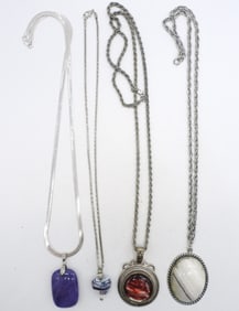 GEMSTONE NECKLACES IN SILVER TONE
