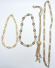 4 VINTAGE GOLD TONE NECKLACES
