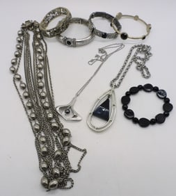 8 SILVER & BLACK NECKLACES & BRACELETS