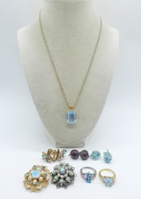 BLUE & PURPLE VTG GEMSTONE PIECES