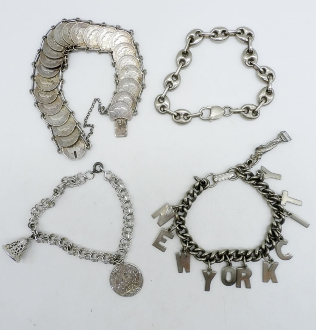 4 SILVER TONE BRACELETS, CHARMS & MORE (1 of 4)