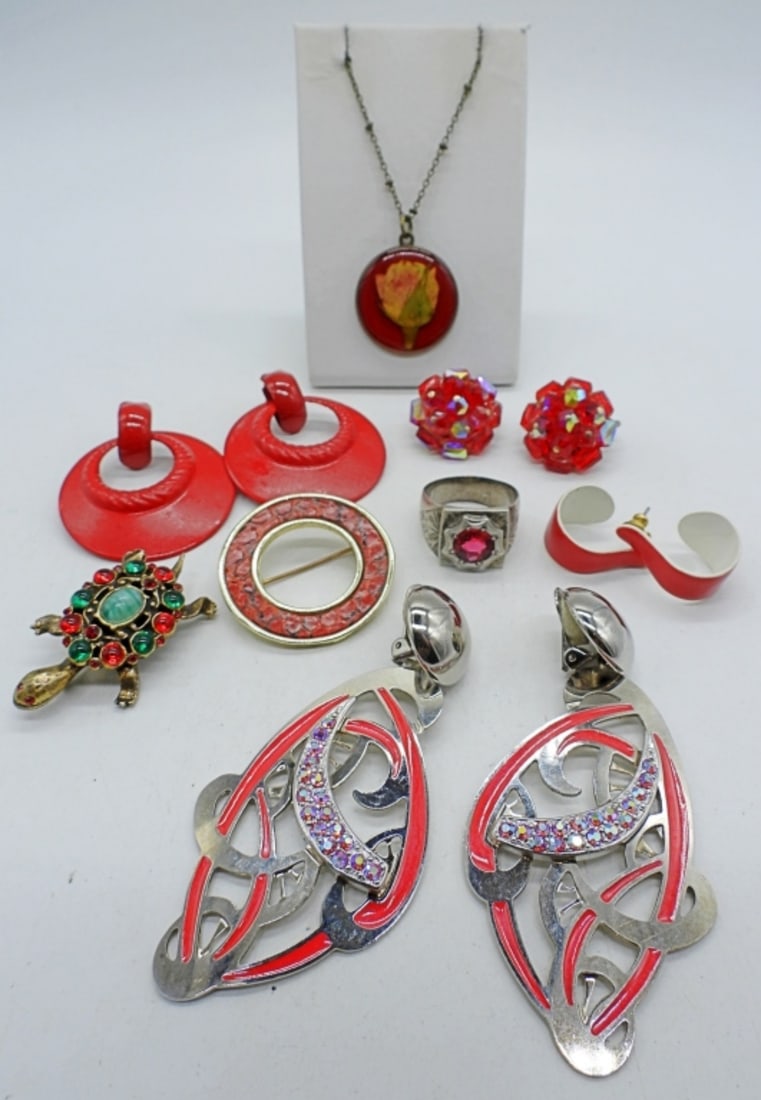 VINTAGE RED EARRINGS, NECKLACE & MORE (1 of 3)