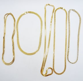 (5) PRETTY GOLD TONE CHAINS