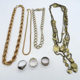 (7) VTG FASHION NECKLACES & RINGS