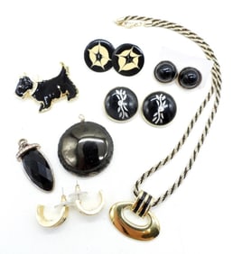 BLACK & GOLD EARRINGS, PENDANTS &  MORE